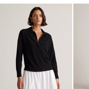 Quince Women's Classic Black V-Neck Sweater